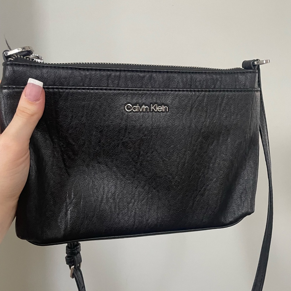 Calvin Klein Crossbody Purse - Black Faux Leather